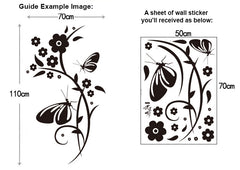 Floral and Butterflies  Wall Art  wall decals Removable Wall Sticker