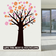 1.8 M Heigh Polka Dot Tree & Quote "LIFE THE BEST IS YET TO COME" Removable Wall Sticker