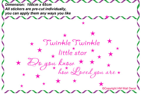 "Twinkle Twinkle little star....."kids or nursery Removable wall sticker Wall Decal