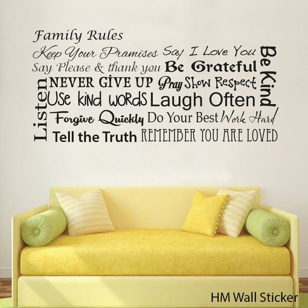 Family Rules Wall Art Decal for home Removable Wall Sticker HM Decal