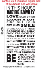HOUSE RULE WALL QUOTE DECAL for your home or business