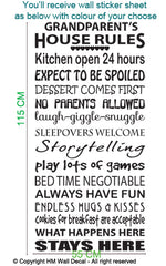Grandparent's House Rules Wall Art Decal for all grandparent's home