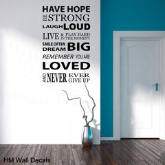 INSPIRATION Quote DIY Removable Wall Decal Wall Sticker Mural