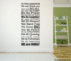 INSPIRATION Quote School CLASS ROOM Rule DIY Removable Wall Decal Wall Sticker