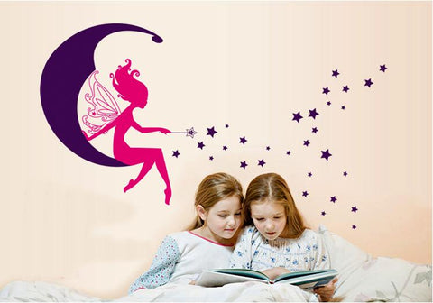 Fairy and Stars Removable Wall Sticker for Kids room