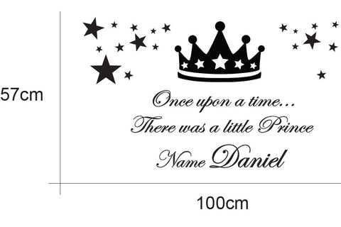 Prince crown Personalised name kids Wall Sticker Kids Room