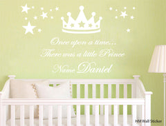 Prince crown Personalised name kids Wall Sticker Kids Room