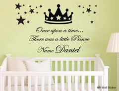 Prince crown Personalised name kids Wall Sticker Kids Room