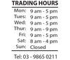 Image of Customise OPENING TRADING HOURS Vinyl Lettering sticker