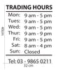Image of Customise OPENING TRADING HOURS Vinyl Lettering sticker