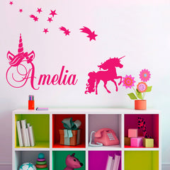 Personalised Name & UNICORN, STARS Kids Removable Wall Decal