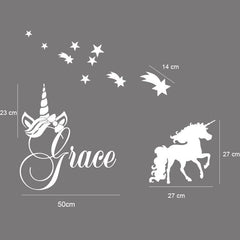 Personalised Name & UNICORN, STARS Kids Removable Wall Decal