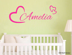 Love heart & Personalised name kids Wall Sticker Kids Room
