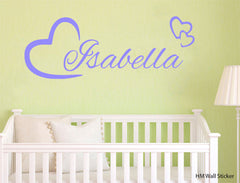 Love heart & Personalised name kids Wall Sticker Kids Room