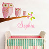 Image of 3 Pink Owls & Personalised name kids Wall Sticker Kids Room
