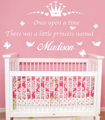 Personalised Once Upon A time There was a little Princess Named Removable Kids Wall Sticker