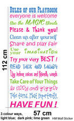 Playroom Rules Removable Wall Art Decal Wall Sticker  in 3 colour ways