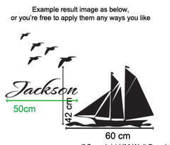 Personalised Name & Yacht Sailing Removable Wall decal Mural Wall sticker