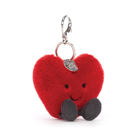 JELLYCAT AMUSEABLE HEART BAG CHARM RED & BLACK