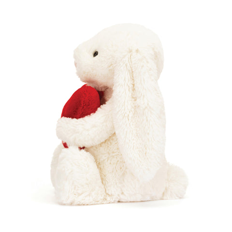 JELLYCAT BASHFUL RED LOVE HEART BUNNY  (MED) CREAM & RED
