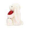 Image of JELLYCAT BASHFUL RED LOVE HEART BUNNY  (MED) CREAM & RED