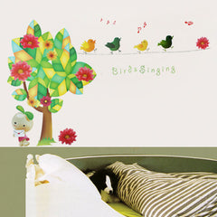 Tree and singing Birds  Kids / Nursery wall decals Removable Wall Sticker