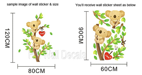 Cute Koala and Tree wall decal kids removable wall sticker
