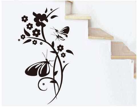 Floral and Butterflies  Wall Art  wall decals Removable Wall Sticker
