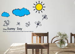 Sunny Day Bees Sun, Kids / Nursery wall decals Removable Wall Sticker