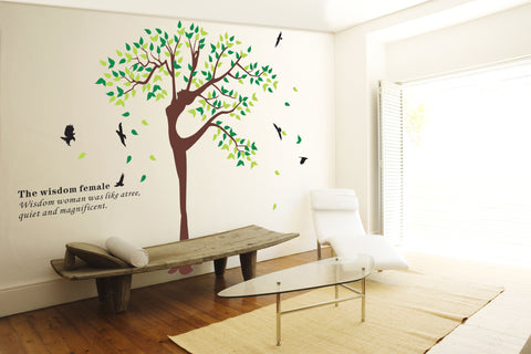180 cm Height Tree with birds DIY Removable Wall Decal HM Wall Sticker