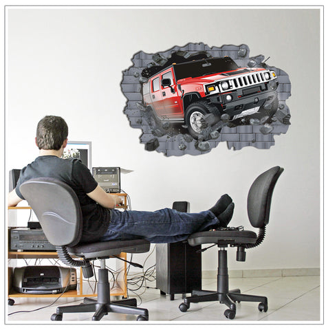 3D Effect CAR wall decals Removable Wall Sticker