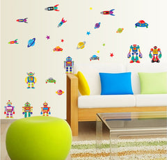 ROBOTS,ROKET SHIP,SPACESHIPS, PLANETS, STARS  Nursery / kids Removable wall decals Wall Sticker