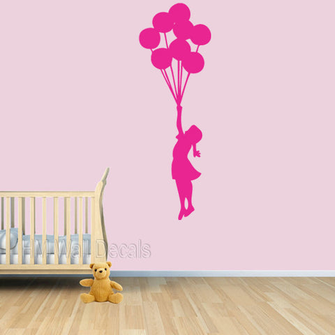 Floating Balloons & Girl - Banksy Inspired Wall Decal