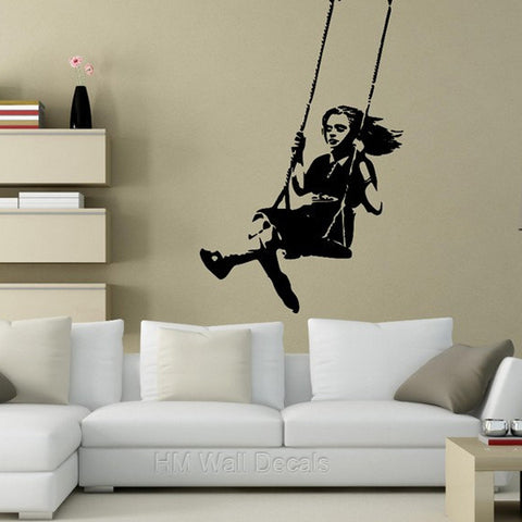 Swing Girl  - Banksy Inspired Wall Decal