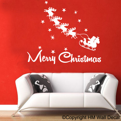 SLEIGHT & REINDERS CHRISTMAS SANTAN Wall Sticker Decal