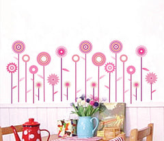 Pink Lolly Pop Flowers Removable Wall Sticker