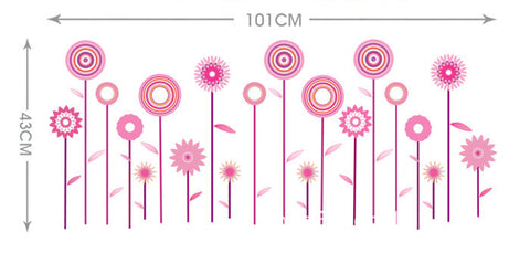 Pink Lolly Pop Flowers Removable Wall Sticker