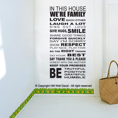HOUSE RULE WALL QUOTE DECAL for your home or business