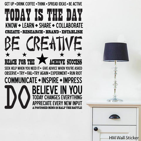 BE CREATIVE inspiration Removable Wall Decals Wall Art