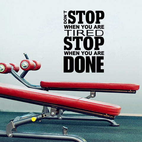 "Don't Stop When You Are Tired Stop When You Are Done" Home Gym Removable Wall sticker Vinyl Wall Decals Mural