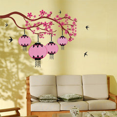 CHERRY BLOSSOM Branch & Lanterns Removable Wall Sticker Wall Art wall decals