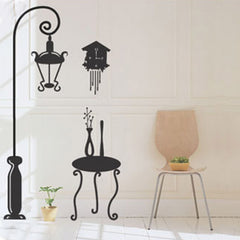 Lamp pole, Chair in black wall decals  wall decals Removable Wall Sticker