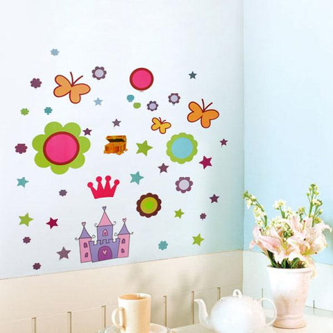Castle, butterflies Kids / Nursery wall decals Removable Wall Sticker