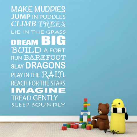 Childhood Inspiration quote Wall Art Decal Wall Sticker Mural