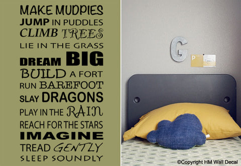 Childhood Inspiration quote Wall Art Decal Wall Sticker Mural