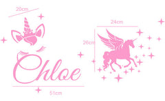 Personalised Name & UNICORN, STARS Kids Removable Wall Decal Mural