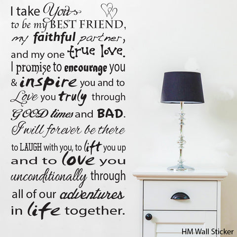 Wedding Vows Removable Vinyl Wall Art Decal