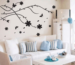 Floral Wall Art in Black wall decals Removable Wall Sticker