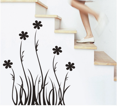Black Floral HM wall sticker Mural wall decal  Removable wall sticker