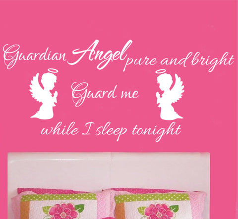 Guardian Angels and quote decal, removable wall sticker for kids or Nursery
